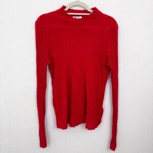 Madewell Womens Alpaca Blend Mockneck Sweater Size XL Lightweight Bright Cherry